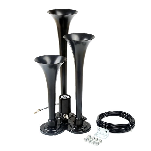 Bocina de aire de tren de trompeta triple,Bocina de aire de camión de tres tubos, compacto de bocina de aire para tren de camión,Triple trompeta fuerte,Bocina de aire triple compacta Zulema Bocina de aire de tren de trompeta triple