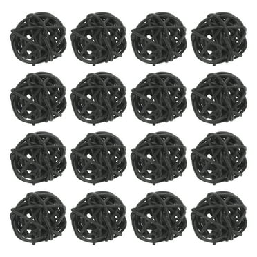 Uxcell 16 Pcs Wicker Rattan Balls 1.2 Inch Rattan Decorative Balls Vase Fillers for Wedding Party Black