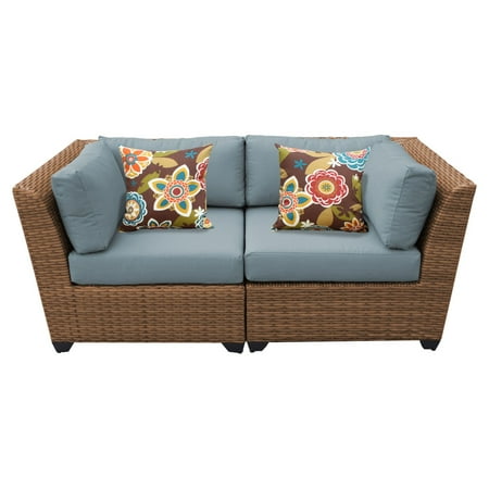 All Weather White Wicker - TK Classics Laguna Wicker 2 Piece Patio Conversation Set