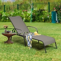 Gymax Adjustable Chaise Lounge Chair Recliner Patio Yard Outdoor w/ Armrest Brown