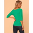 thumbnail image 4 of CamiseAjustaCon Cuello Redondo Y Mangas Al Codo PaMujer Verdes M, 4 of 6