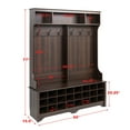 Prepac Entryway 60" Wide Hall Tree with 24 Shoe Cubbies, Espresso