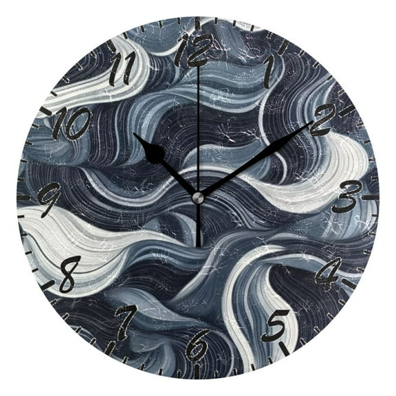 Wall Clock 10 Inch Battery Operated Clocks Living Room Decor, Silent Non-Ticking for Living Room Home Kitchen office Clock Digital Waves Pattern