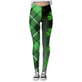 thumbnail image 5 of Arlun St. Patrick's Day Leggings for Women Trendy Checkered and Shamrock Printed Stretch Yoga Pants High Waisted Slim Fitting Sports Fitness Casual Leggings Mint Green S, 5 of 5