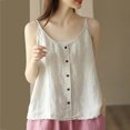 thumbnail image 4 of Tank Top for Women Linen, 2026 Summer Comfy Casual Loose Lightweight Sleeveless Shirts, White 2XL, 4 of 8