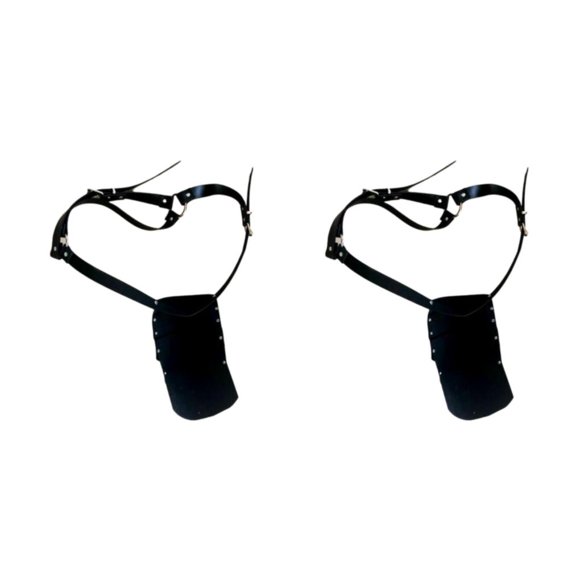 QualitChoice Stylish Leather Body Harness Armour Imitation Leather for Masquerade Mask Party Lingerie Style A 2Set
