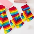 thumbnail image 6 of Funny Novelty Colorful Toe Separated Ankle Socks for Women Girl Rainbow Striped Full Finger Breathable Middle Tube Socks, 6 of 9
