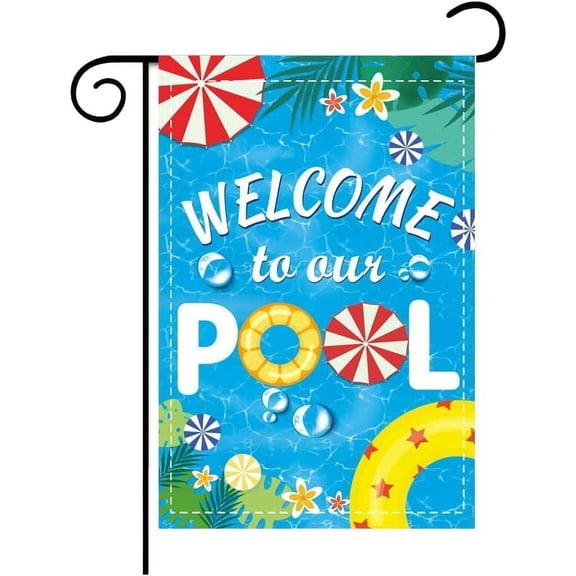 Welcome To Our Pool Life is Better at the Pool Summer Garden Flag 12.5x18 inch,Home Outdoor Yard Swimming Flag Decoration -B