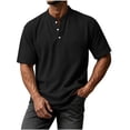 thumbnail image 3 of akafmk Mens Waffle Shirts Short Sleeve Crewneck T-shirts Button Front Sporty Daily Wear Summer Casual Shirts, Size XL, 3 of 8