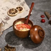 GAXIRE Wooden Rice Bowl with Lid for Family Meals, and , 1 Piece