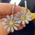 thumbnail image 4 of Exquisite Silver Daisy Flower Sunflower Stud Earring Crystal Earring Fashion Sunflower Hoop Dangle Earrings for Wedding, 4 of 7