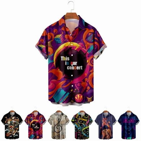 

LANLIN Music Festival Men s Women s Button Down Shirts Fashion Party Blouses for Teen and Adult