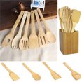 thumbnail image 6 of 7 Pcs Bamboo Kitchen Utensils, Bamboo Spatula Spoons Kitchen Cooking Utensils Set Best Gift, 6 of 7