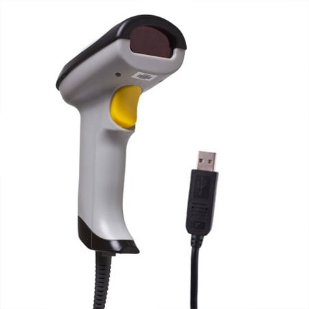 Bi Directional Usb - USB Automatic Barcode Scanner Portable Handheld Wired Bi-directional Laser Reader Scanning Pos Gun with Data Cable in White for Office Factory Book Store Supermarket