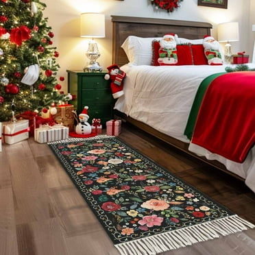 Hallway Rugs 2x6 Runner Rug Floral Vintage Area Rug Thin Carpet Foldable Indoor Rug for Kitchen Bedroom
