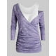 thumbnail image 1 of Tamaño más espacio tinte acanalada camiseta y Tank Top Set Rosegal Mangas largas de talla grande, 1 of 5