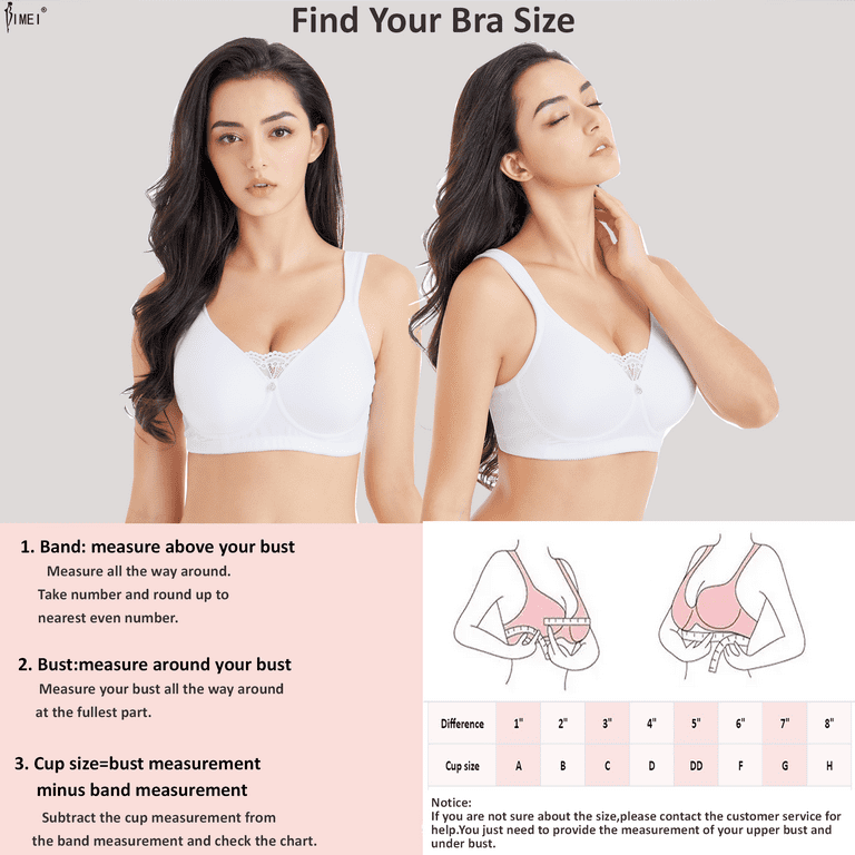 BIMEI Women's Mastectomy Bra Pockets Wireless Post-Surgery Invisible  Pockets for Breast Forms Everyday Bra Plus Size Bra 9818,White, 34A 