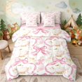 thumbnail image 2 of Erosebridal Swan Twin Bedding for Girls, Pink Ribbons Bedding Comforter Set, Pink Reversible 7pcs, 2 of 6
