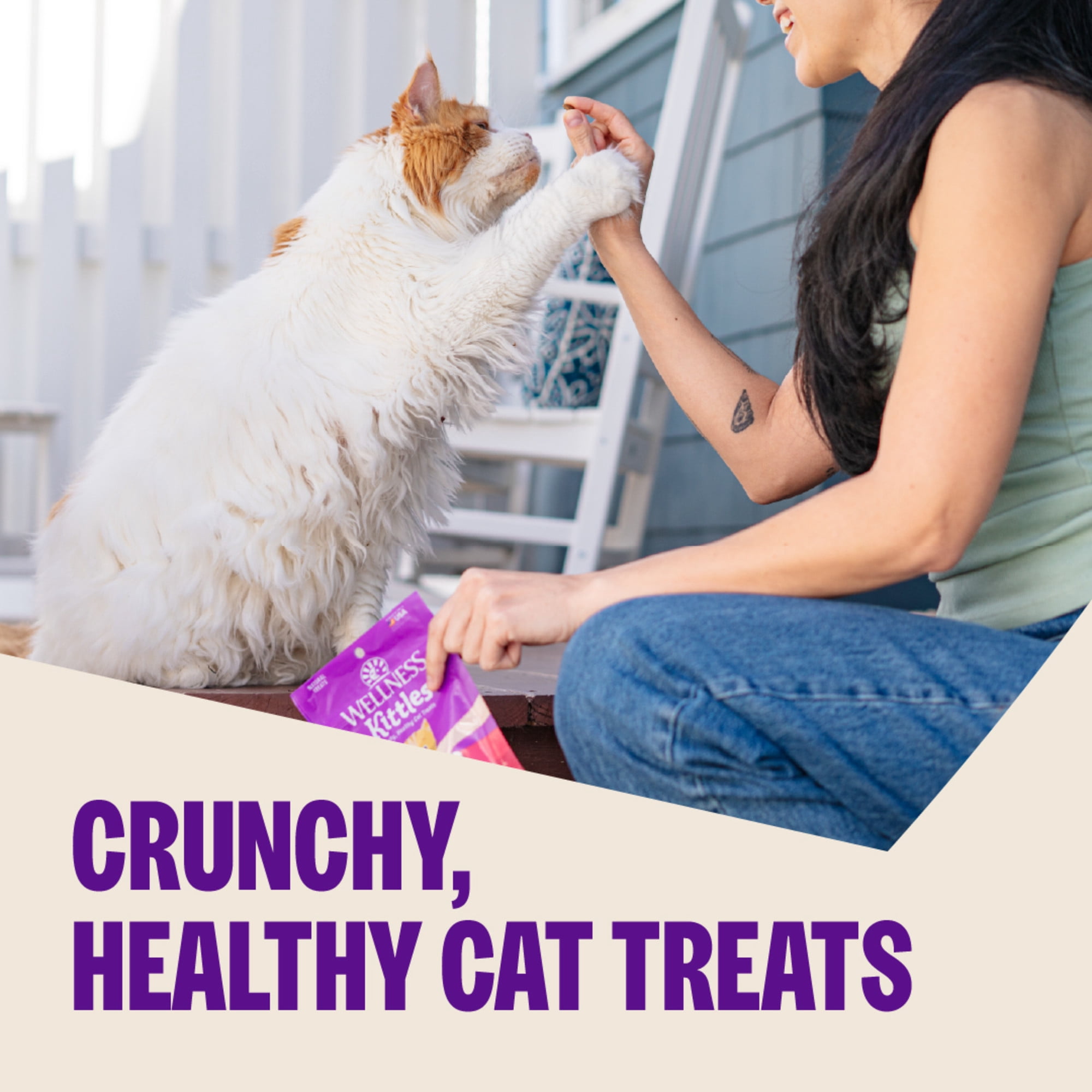 Wellness Kittles Crunchy Cat Treats, All Lifestages, Kitten to Senior, Natural, Grain Free, Tuna and Cranberry Flavor, 2 oz Bag