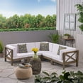 thumbnail image 2 of Noble House Brava Ensemble de Canapé Sectionnel 5 Places avec Coussins Gris/blanc, 2 of 7