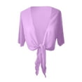 thumbnail image 7 of Women's 2026 Summer Lightweight Short Bolero Cardigan Shrug Sheer Tie Front Top short Sleeve Jacket for Dress Purple XL, 7 of 7