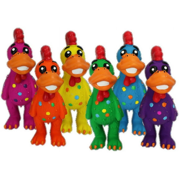 Multipet Latex Rooster Dog Toy, Assorted Colors, Size: 5.5"