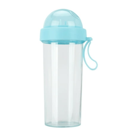 

JANGSLNG 420/600ml Portable Dual Straw Separate Drink Water Beverage Bottle Couples Gift