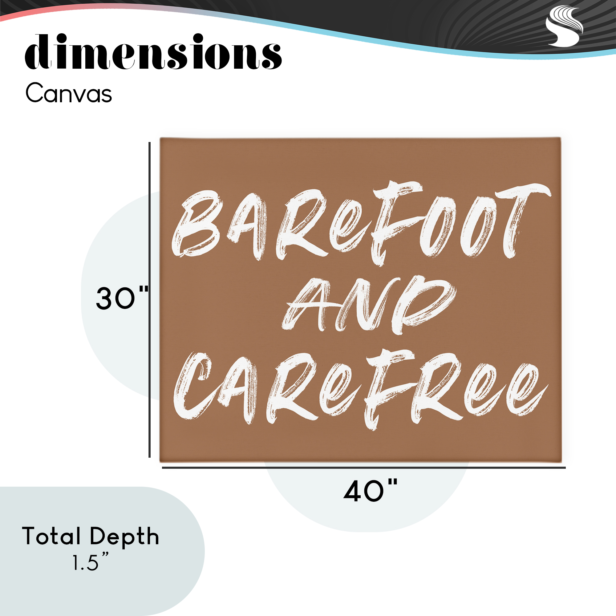 Barefoot & Carefree Brown Canvas Wall Art, design by Lettered and Lined