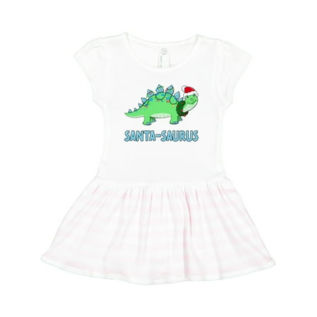 

Inktastic Santa-saurus Christmas Dinosaur with Hat Lights and Wreath Gift Toddler Girl Dress
