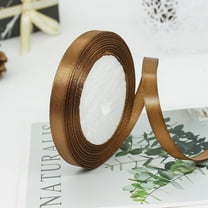 25 Yards Pink Brown 3/8 Inch Thin Brown Satin Ribbon Craft Fabric Ribbon for Hair Bow Making Gift Wrapping Floral Bouquet Wedding Party Christmas Decorations