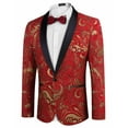 thumbnail image 2 of COOFANDY Men's Christmas Tuxedo Jacket Luxury Embroidered Wedding Blazer Dress Suit for Party Dinner, 2 of 9