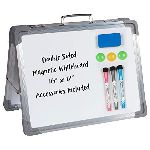 Desktop Dry Erase Whiteboard 16" x 12" Double Sided Small White Board Easel, Foldable