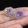 thumbnail image 4 of HANXIULIN Women'S Girl Peach Heart Earrings Studs Zircon Heart Shaped Earrings Jewelry Gift, 4 of 9