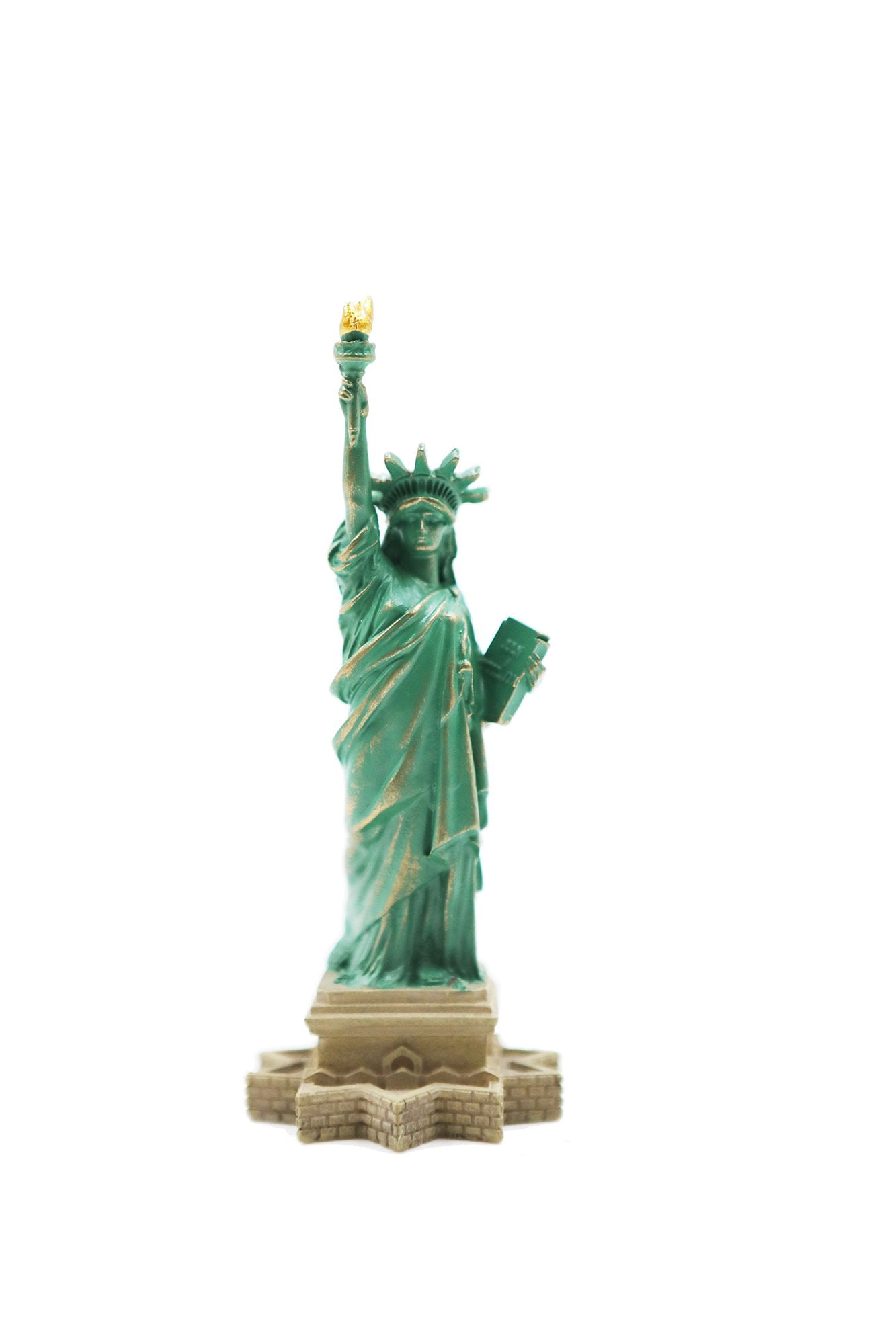 3 PCS 4"  Statue of Liberty Figurine w.Flag Base and New York City SKYLines NYC 
