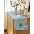 thumbnail image 5 of Table Runner 72 Inches Long for Kitchen Dining, Spring Easter Dresser Scarf Farmhouse, Dining Table Decorations for Wedding/Parties, Bunny Colorful Eggs Floral Blue 18 x 72 In, 5 of 8