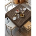 thumbnail image 6 of Dark Brown Rattan Table Cloth, Waterproof Tablecloth for Square Tables, Vintage Abstract Wicker Texture Reusable Washable Fabric Table Cover for Restaurant Kitchen Dining Tables 54"x54", 6 of 9