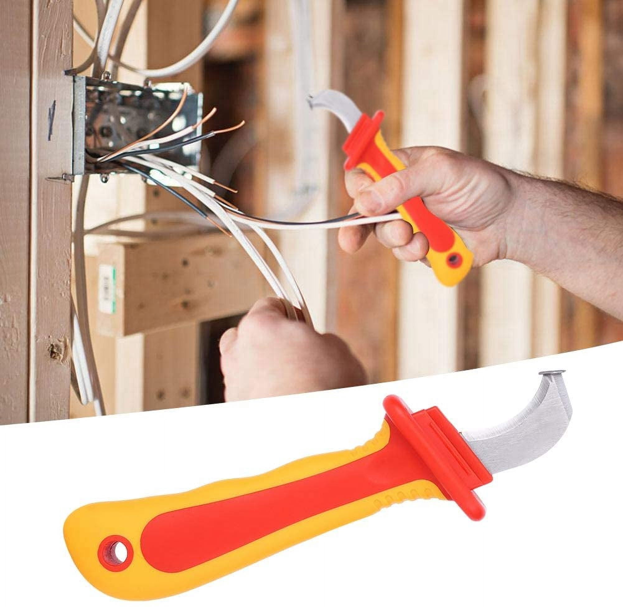 ABCISI Dismantling Knife, 1000V Insulation Electrician Knife, Fast Strip Cable Stripper Cutter Wire Stripping Anti Magnetic IEC60900 1000V Electrician Blades