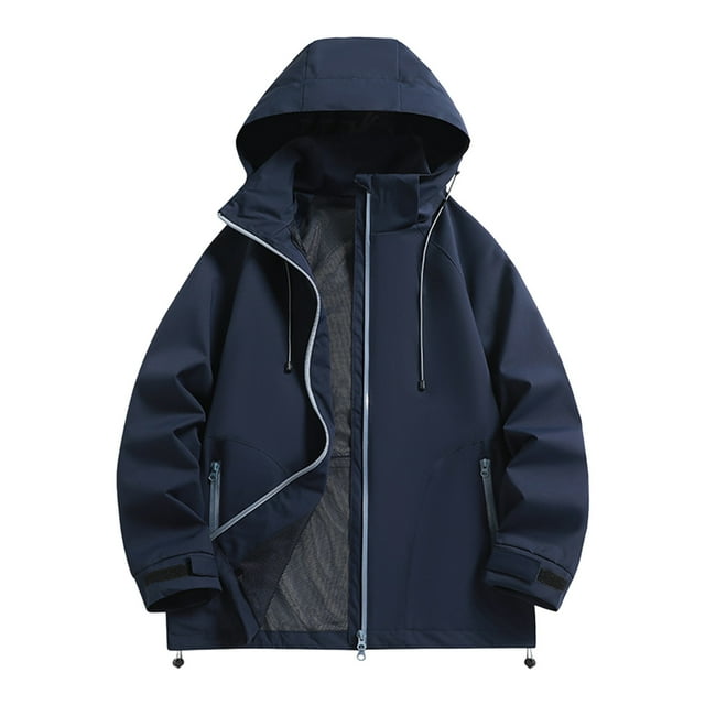 Gpaecead Manteaux de Randonnée pour Hommes, Couleur Unie, Imperméables, à Manches Longues, à Capuche, Vêtements de Travail avec Multiples Poches, Manteau Coupe-Vent d'Extérieur
