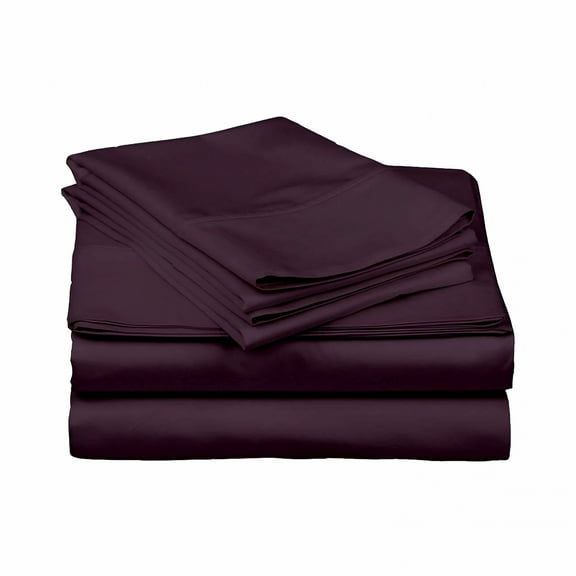 AUQ Bed Sheets Set-800 Thread Count 100% Egyptian Cotton Sheets-4 Piece Sheet Set Fits Mattress Upto 24 Inch Deep Pocket Sateen Weave for Soft Fitted Sheet-Plum Solid King Size