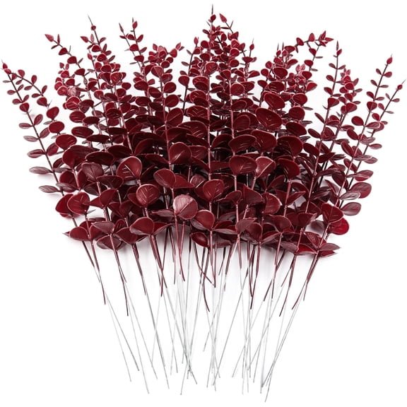 36Pcs Black Eucalyptus Stems Artificial Eucalyptus Leaves Branches Fake Eucalyptuses Decor Faux Eucalyptus leaf Stem for Halloween Autumn Fall Floral Arrangement Wedding Bouquet Home Office
