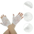 thumbnail image 2 of Unique Bargains 1 Pair Sunblock Fingerless Gloves Floral Half Finger Sun Block Driving Gloves for Women White, 2 of 5