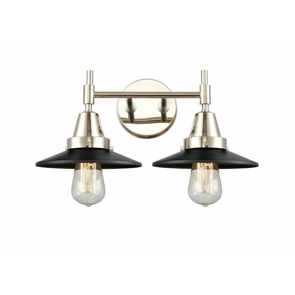 447-2W-PN-M6-BK-Innovations Lighting-Railroad - 2 Light Bath Vanity-7.25 Inches Tall and 17 Inches Wide-Polished Nickel Finish-Matte Black Shade Color