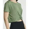 thumbnail image 5 of 5 Pack: Women's Short Sleeve Twist Front Crop Top Dry-Fit Athletic Crew Neck T-Shirt, 5 of 6