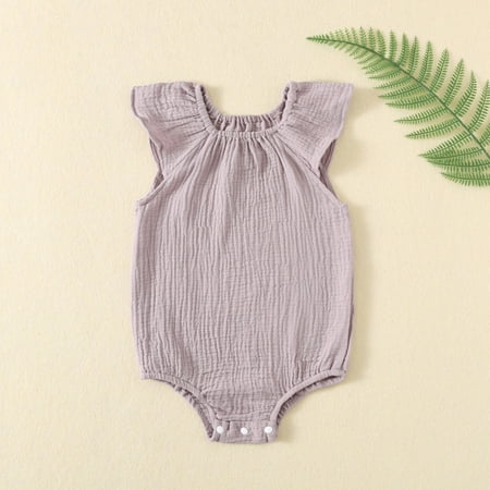 Baby Girls Boys Summer Romper Bodysuit Basic Plain Ruffle Sleeveless Comfy Rompers Newborn Onesie Purple 24-36 Months Baby Girls Boys Summer Romper Bodysuit Basic Plain Ruffle Sleeveless Comfy Rompers Newborn Onesie Purple 24-36 Months