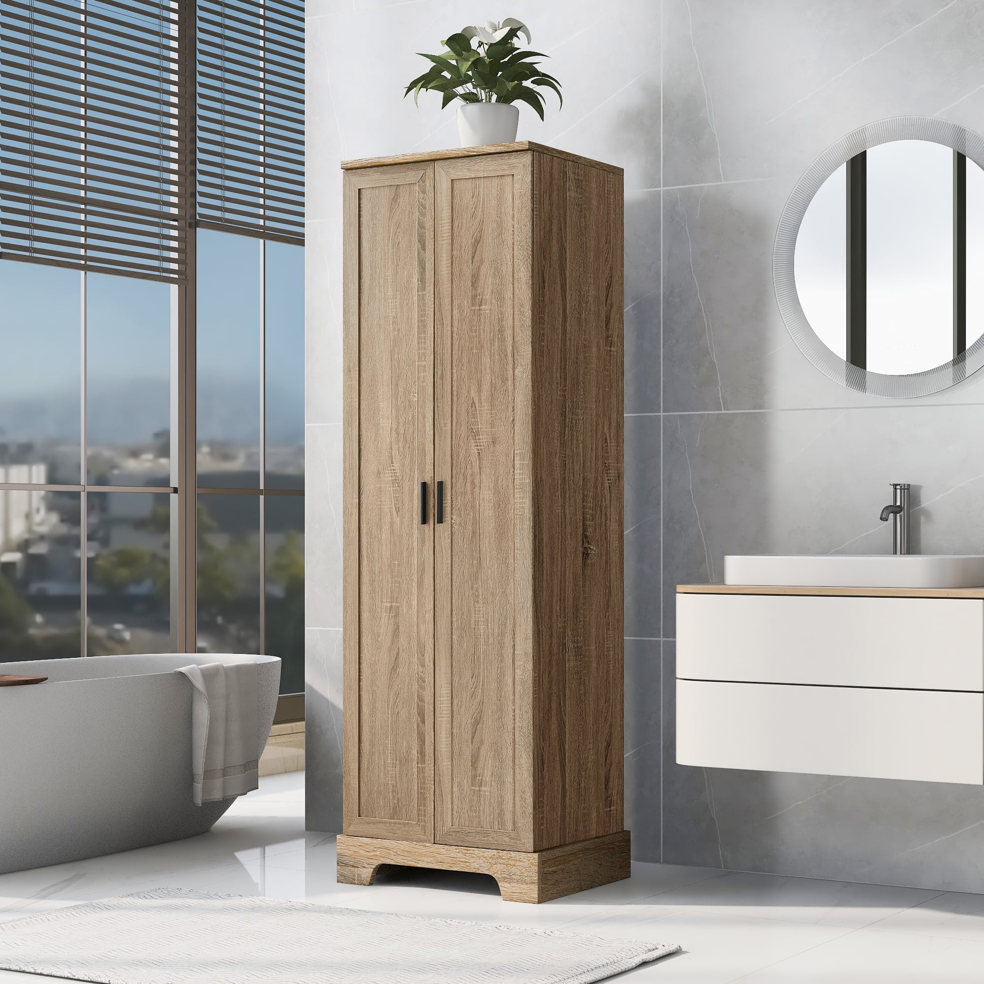 BOFANG Tall bathroom Storage Cabinet with Adjustable Shelves
