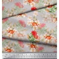 thumbnail image 3 of Soimoi Gray Moss Georgette Fabric Tomato & Peony Floral Print Fabric by the Yard 42 Inch Wide, 3 of 3