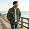 thumbnail image 4 of CCRFTGI Corduroy Jackets for Men Bomber Full Zip Casual Vintage Collared Long Sleeve Camo Outdoor Fall Winter Coats for Men Dark Green M, 4 of 7