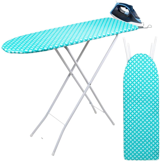 Burro de Planchar Plegable y Resistente Tabla de Planchar con Soporte para Plancha Colgador 7 Alturas Ajustables Burro de Planchar de 90 x 30 CM (Circulos Verdes)