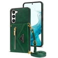 thumbnail image 5 of K-Lion for Samsung Galaxy S23 Plus/S23+ Crossbody Leather Wallet Case,with Card Holders Zipper Pocket Kickstand Function Adjustable Shoulder Strap Shockproof Fashion Purse Case, Green, 5 of 7