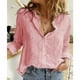 thumbnail image 2 of Camisa De Mujer Blusa Casual De Manga Larga Con Botones En La Parte Superior De Color Sólido, Rosa, M sidaley  AP001983-10, 2 of 5